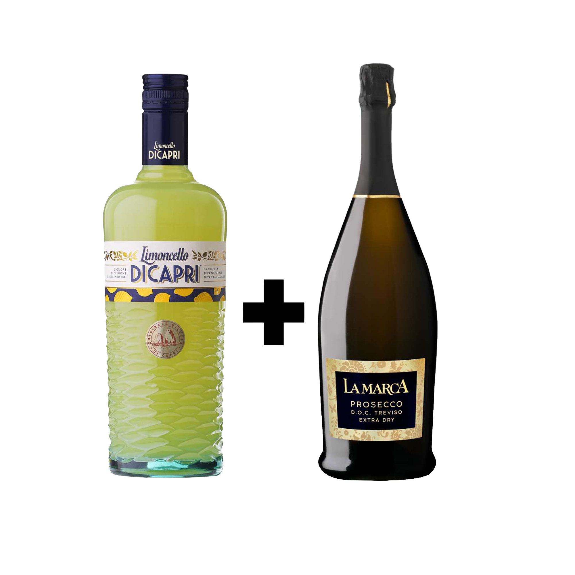 Limoncello DiCapri 0,7l 30% Vol. + La Marca Prosecco Spumante DOC Treviso Extra Dry 0,75l 11% Vol.