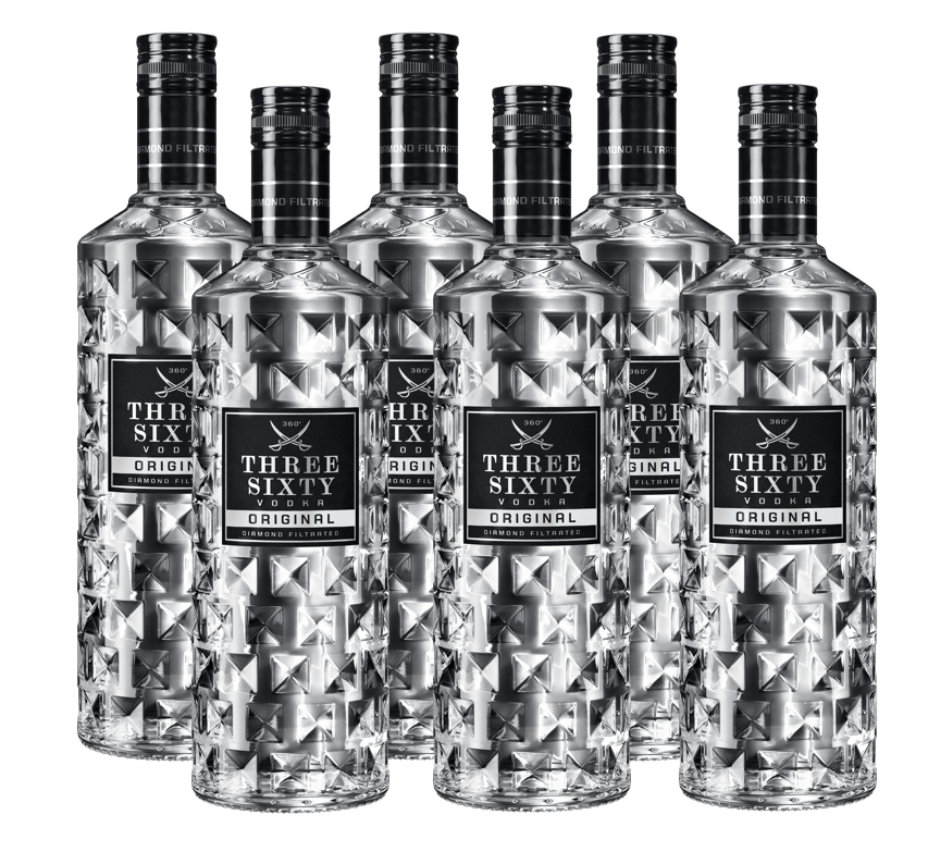 6x Three Sixty Original 0,70L – Premium Vodka aus Deutschland