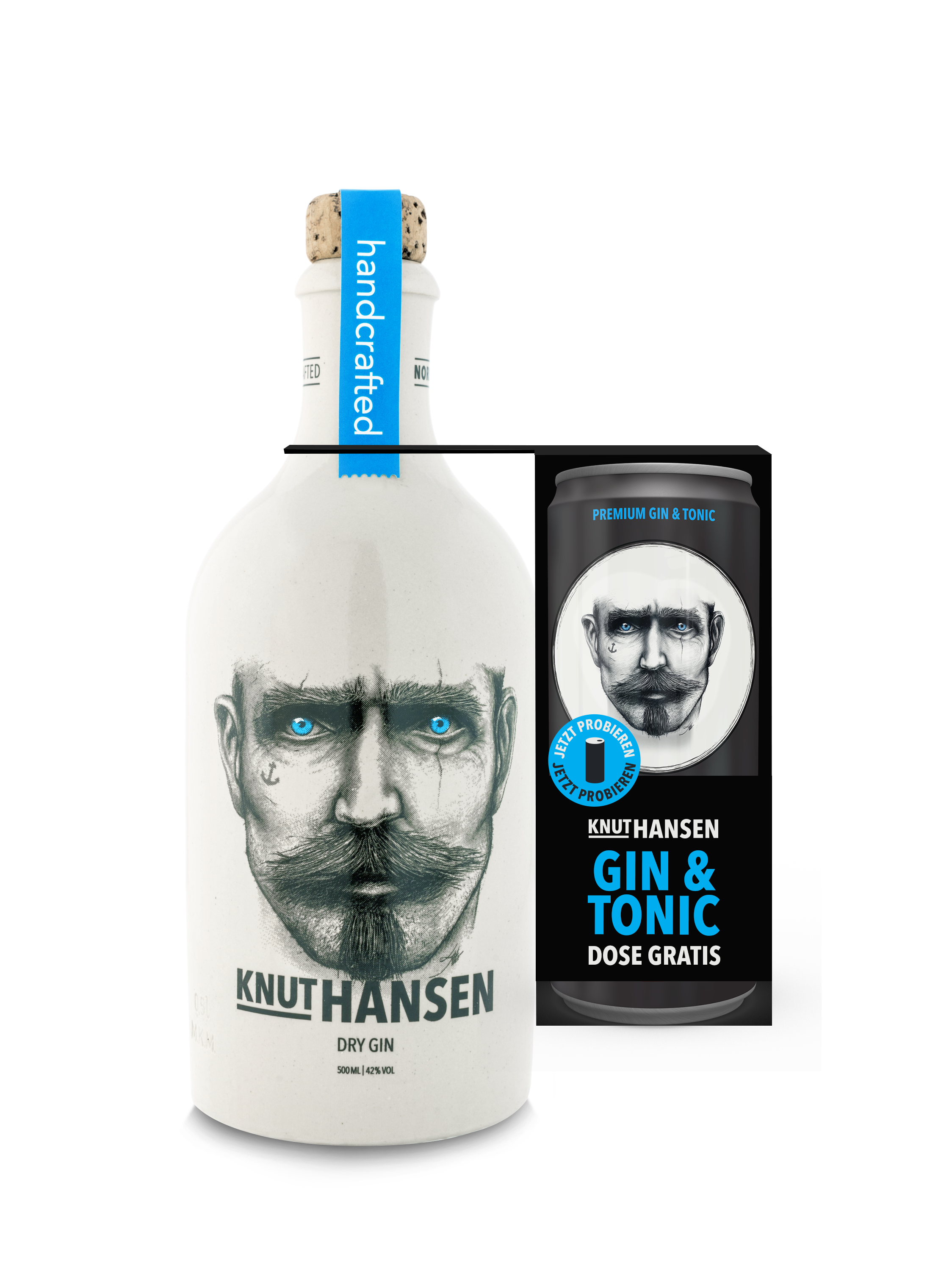 KNUT HANSEN Dry Gin 0,5l 42% + gratis RTD Gin Tonic 0,25l
