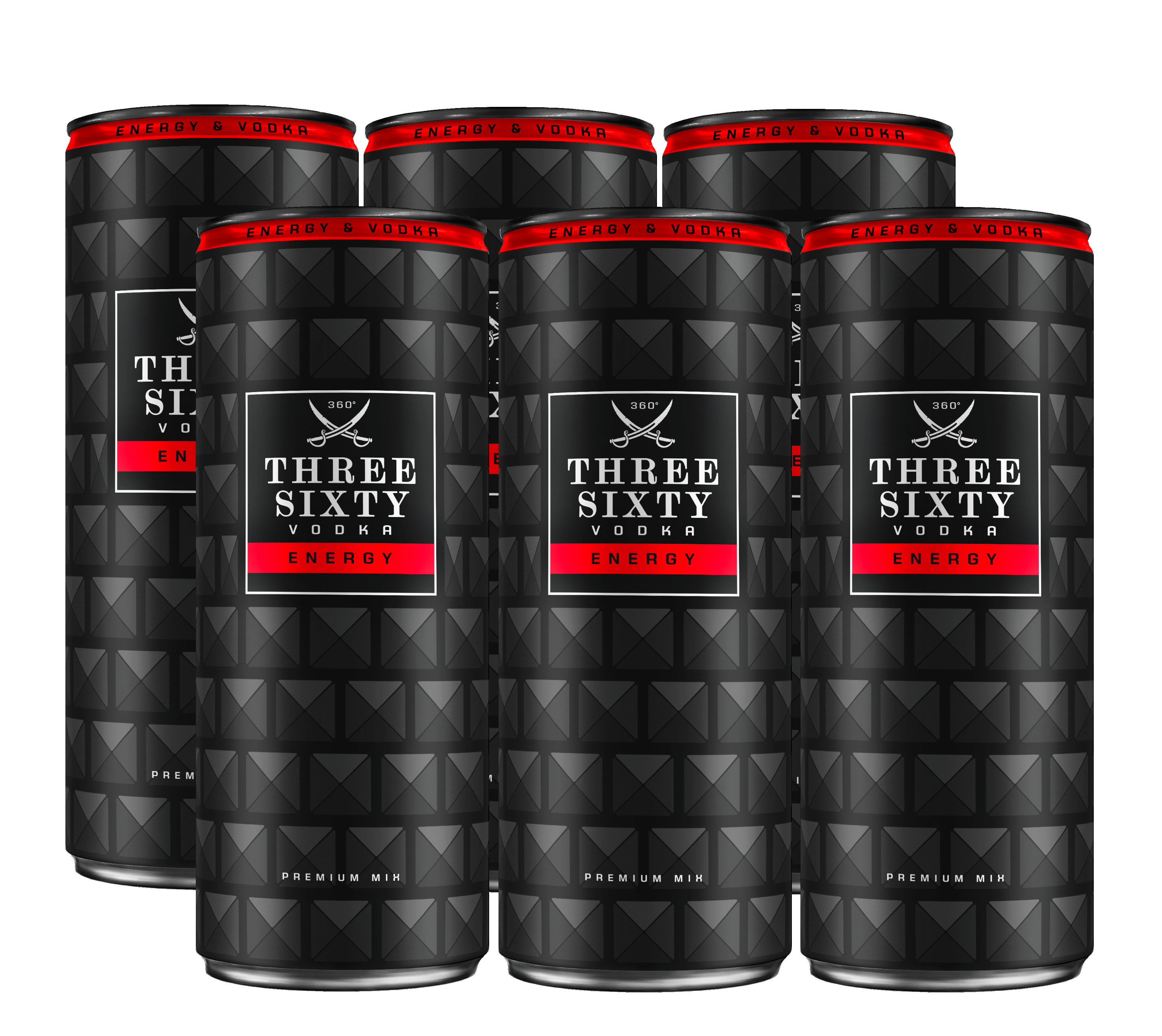 6x THREE SIXTY Vodka Energy 0,33l 10% Vol. Bundle