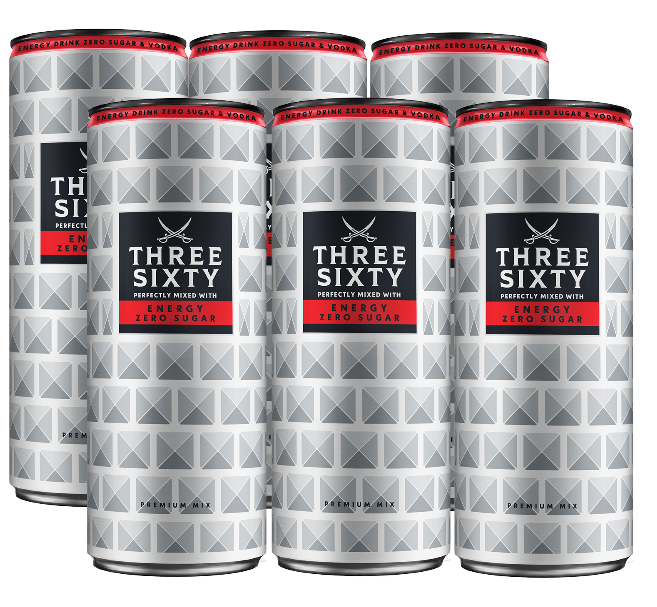 6x THREE SIXTY Vodka Energy Zero Sugar 0,33l 10% Vol. Bundle