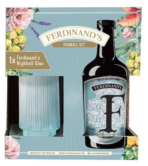 Ferdinand's Saar Dry Gin 44% vol. 0,5L  mit gratis Highball Glass 0,375L